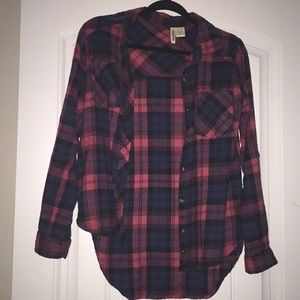 Pink with blue flannel